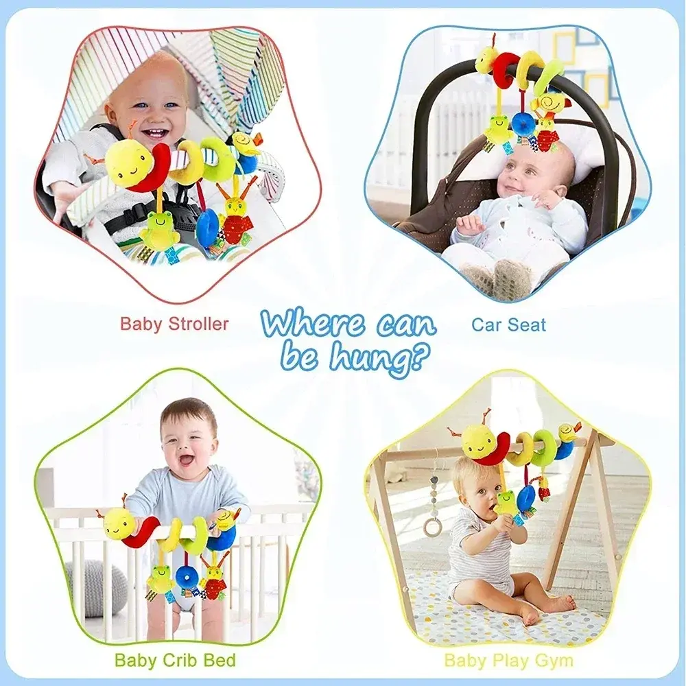Baby Crib Hanging Rattles Toys Car Seat Toy Soft Mobiles Stroller Crib Cot Spiral Toy Pram Hanging Dolls for Baby Newborn Gift