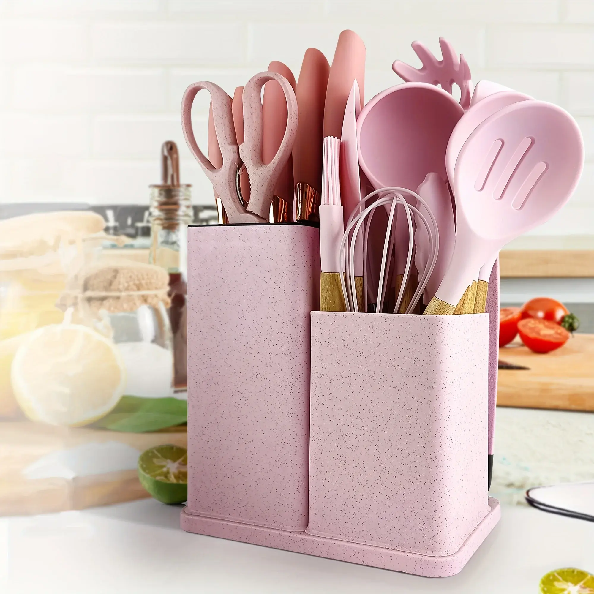 19Pcs Food Grade Silicone Baking Utensils Set with Wooden Handles Knives Heat-resistant Durable Cooking Kitchen Tools Gadgets
