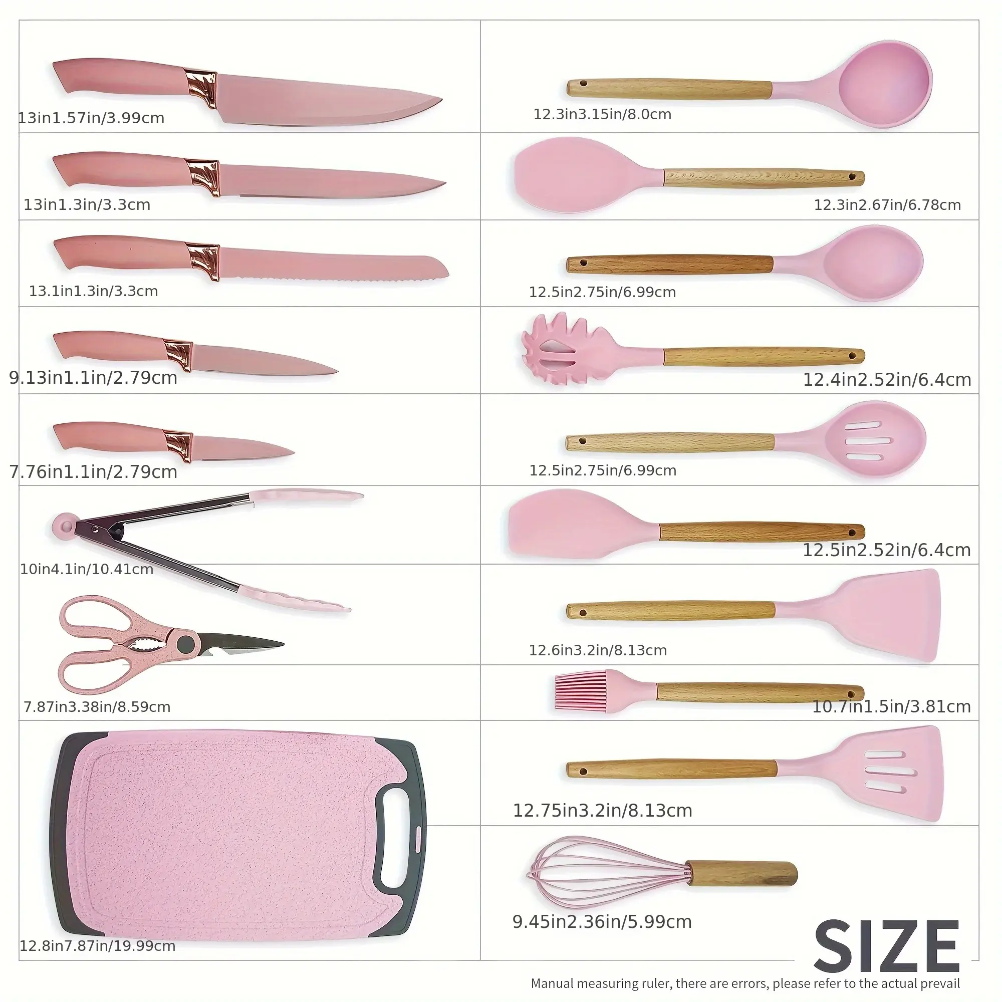 19Pcs Food Grade Silicone Baking Utensils Set with Wooden Handles Knives Heat-resistant Durable Cooking Kitchen Tools Gadgets