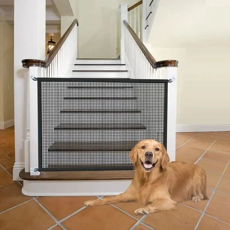 Pet Dog Barrier Fences Pet Isolated Network Stairs Gate New Folding Breathable Mesh Playpen for Dog Safety Fence Pet Dog Fences