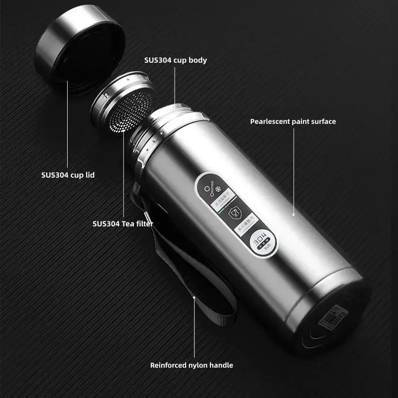 1L Thermos Bottle LED Temperature Display Coffee Cup Stainless Steel Tumbler Mug Portable Vacuum Flasks Tea Water Bottle