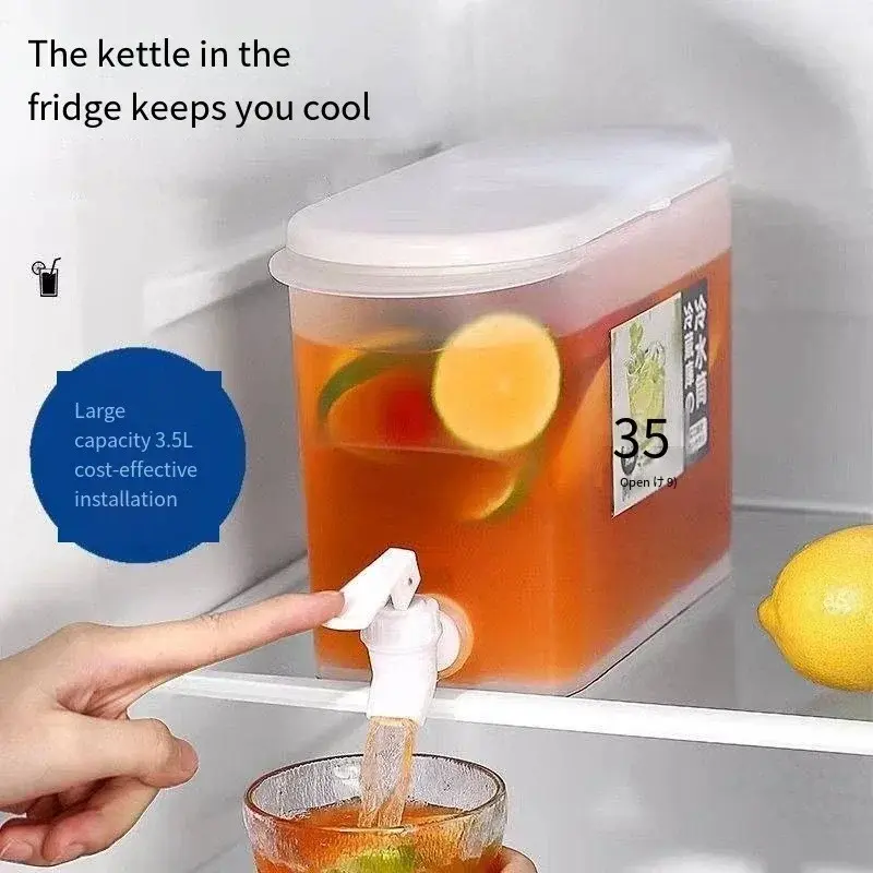 Large Capacity Cold Kettle with Faucet In Refrigerator Iced Beverage Dispenser Cold Water Pitcher Summer Cold Water Kettle