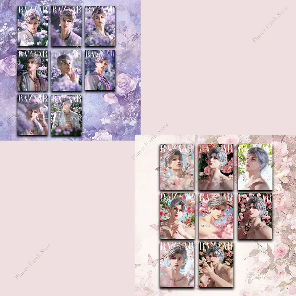 8/16Pcs 3 Inch Game Love & Deepspace Sylus QinChe Postcards Magazine Style Purple/Pink Small Card Collection Anime Postcards