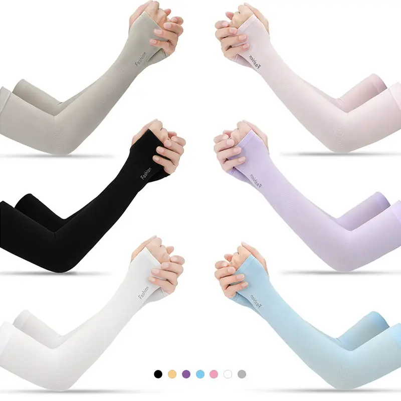 1 Pair Ice Silk Sun Protection Arm Covers Unisex Elbow Cover Outdoor Cycling Running Fishing Driving Cool Anti-UV Arm Sleeves