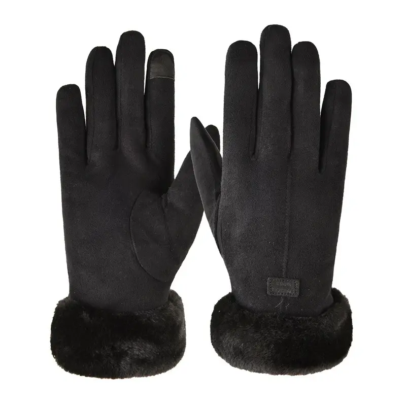 Women Winter Thick Plush Gloves Fashion Warm Suede Touchscreen Driving Gloves for Outdoor Sports Cycling Running Skiing Mittens