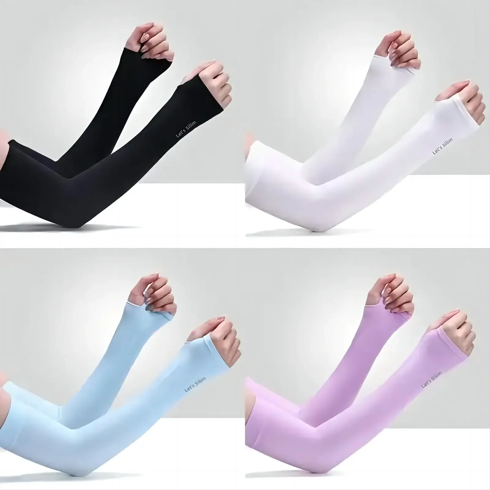 1 Pair Ice Silk Sun Protection Arm Covers Unisex Elbow Cover Outdoor Cycling Running Fishing Driving Cool Anti-UV Arm Sleeves