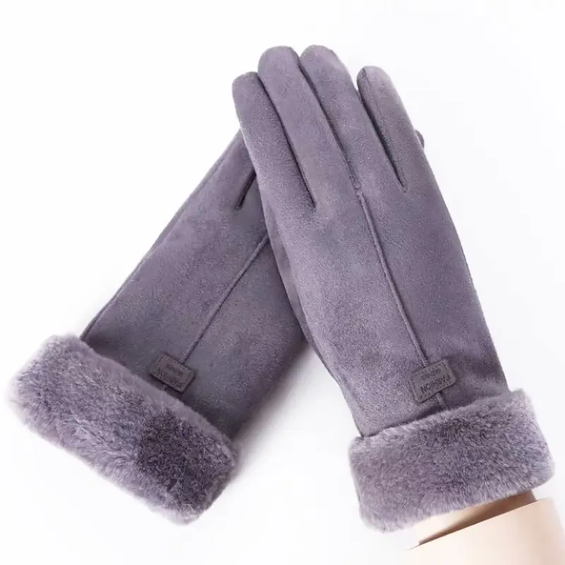 Women Winter Thick Plush Gloves Fashion Warm Suede Touchscreen Driving Gloves for Outdoor Sports Cycling Running Skiing Mittens