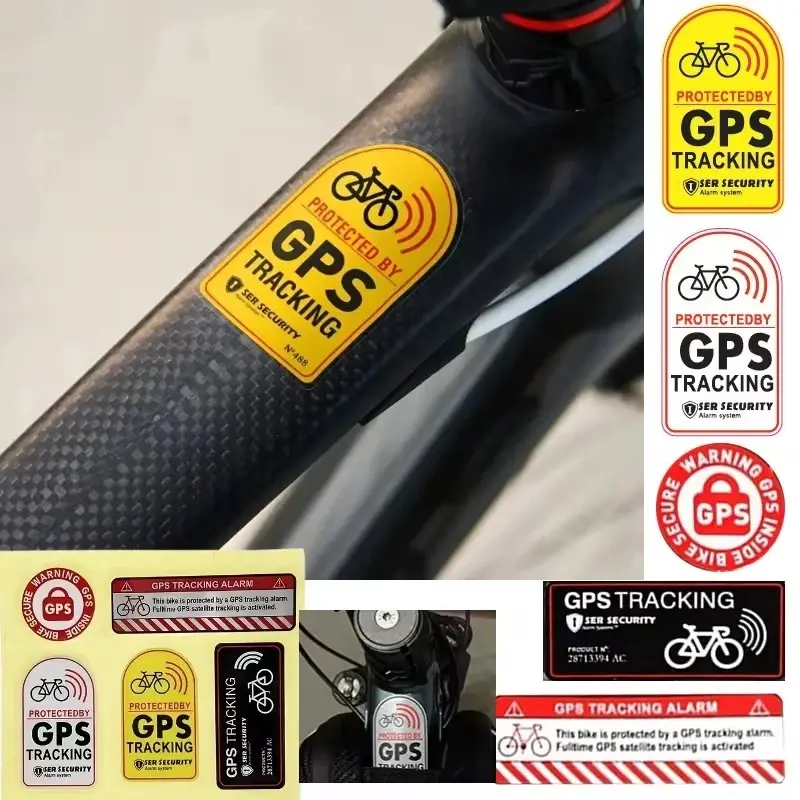 GPS Tracking Alarm Sticker MTB Road Bike Scooter Motorcycle Anti-Theft Decal Warning Reflective Paster For Bicycle Accessories