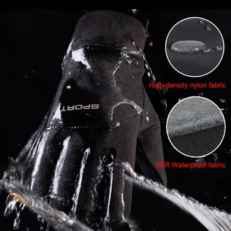 Windproof and Waterproof Outdoor Gloves Touch Screen Thumb and Index Finger Fingertips Warm Gloves for Running Cycling