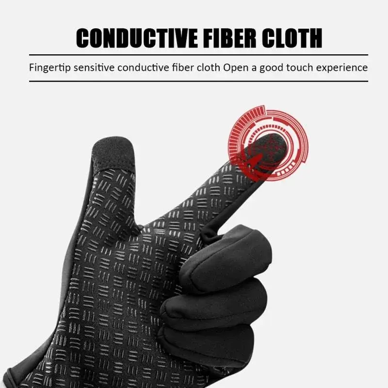 Men's Winter Cycling Gloves Touchscreen Warm Thermal Waterproof Non-Slip Bicycle Gym Outdoor Driving Motorcycle Gloves