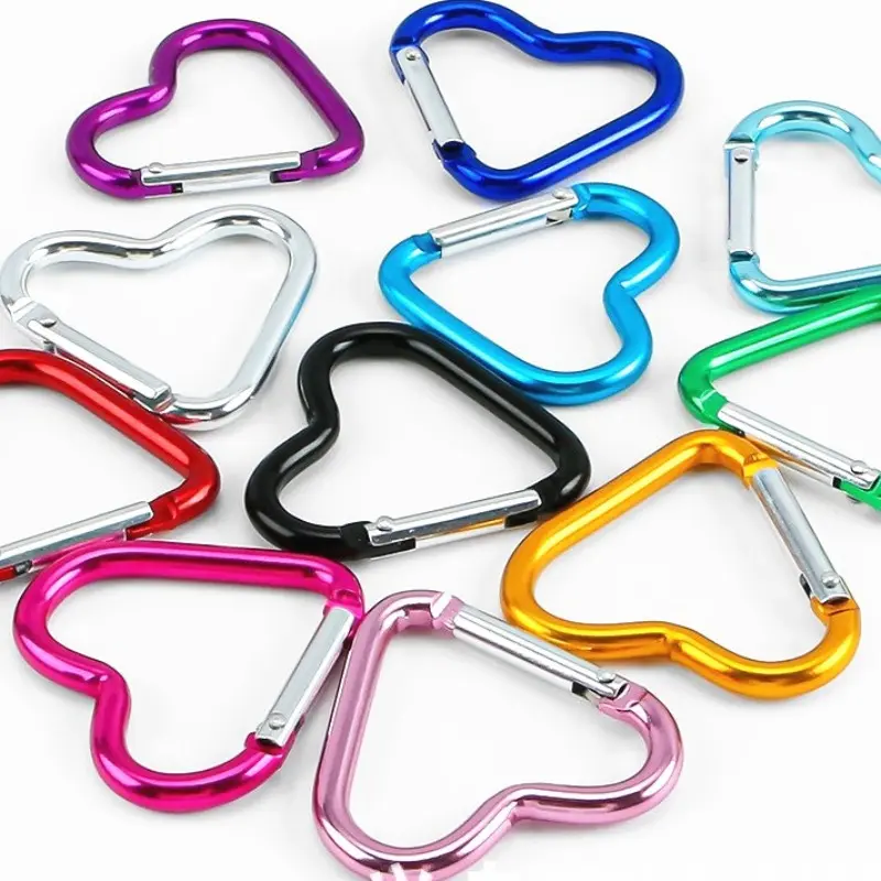 Heart Shaped Metal Keychain Outdoor Sport Carabiner Climbing Camping Keyring Buckle Multi Travel Kit Hook Hanging Key Ring
