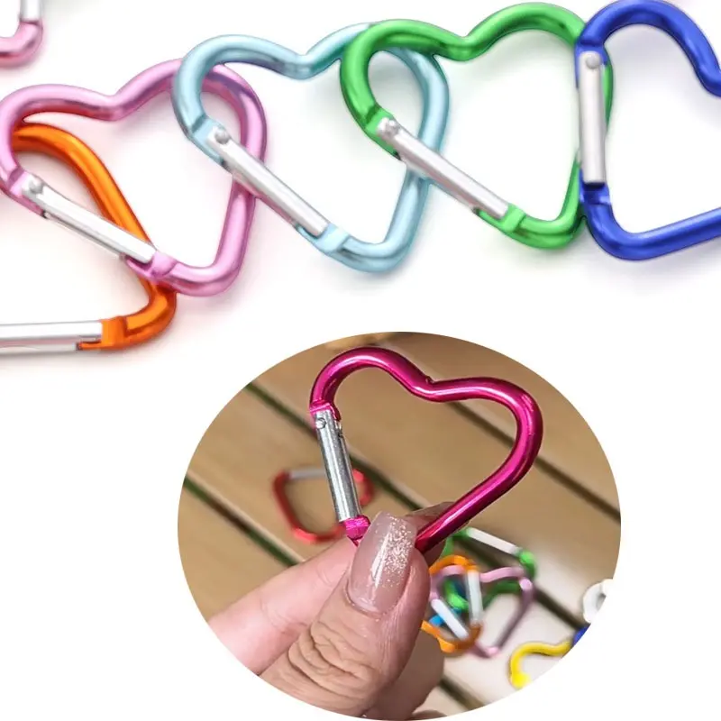 Heart Shaped Metal Keychain Outdoor Sport Carabiner Climbing Camping Keyring Buckle Multi Travel Kit Hook Hanging Key Ring