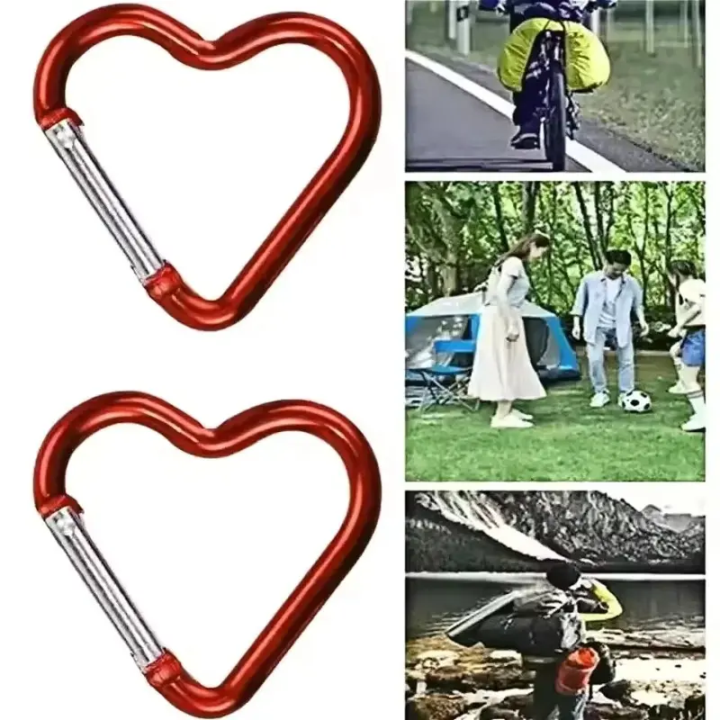 Heart Shaped Metal Keychain Outdoor Sport Carabiner Climbing Camping Keyring Buckle Multi Travel Kit Hook Hanging Key Ring