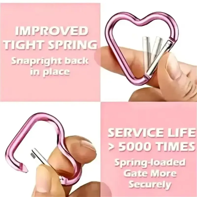 Heart Shaped Metal Keychain Outdoor Sport Carabiner Climbing Camping Keyring Buckle Multi Travel Kit Hook Hanging Key Ring