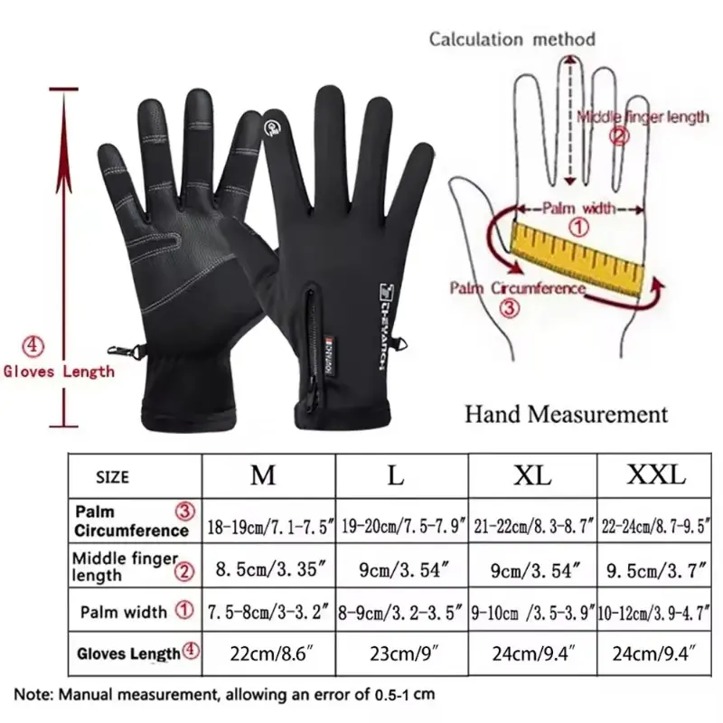 Winter Gloves Waterproof Thermal Touch Screen Windproof Warm for Cold Weather Running Hiking Ski Snowboarding Men Women