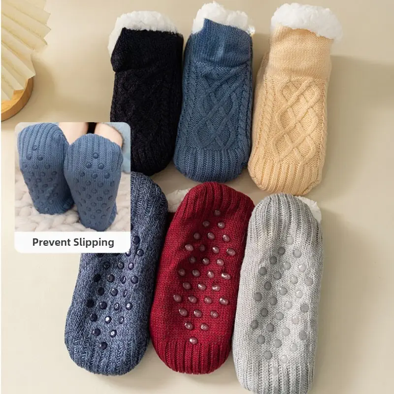 Thermal Mens Slipper Socks Winter Warm Short Cotton Thickened Home Sleeping Soft Non Slip Grip Fuzzy Floor Sock Fluffy Male