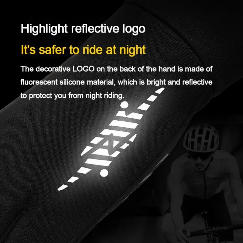 Winter Cycling Gloves Men Women Outdoor Nonslip Touch Screen Full Finger Gloves Windproof Reflective Sports Velvet Warm Gloves