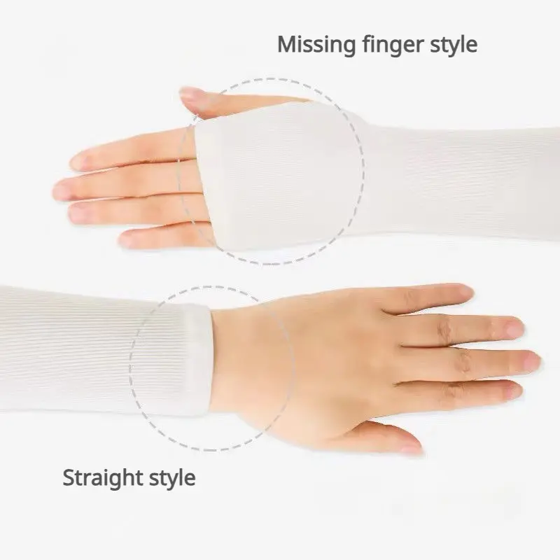 UV Solar Arm Sleeves Woman Men Cycling Fingerless Gloves Cool Muff Summer Ice Silk Elastic Arm Cover Driving Anti-Sunburn Sleeve