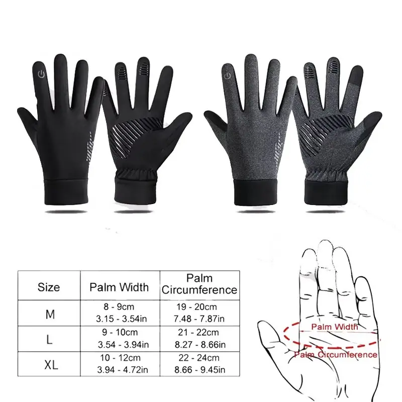 Winter Cycling Gloves Men Women Outdoor Nonslip Touch Screen Full Finger Gloves Windproof Reflective Sports Velvet Warm Gloves
