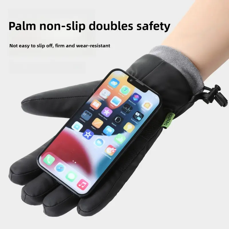 Men Winter Waterproof Cycling Gloves Outdoor Sports Running Motorcycle Ski Touch Screen Fleece Gloves Non-slip Warm Full Fingers