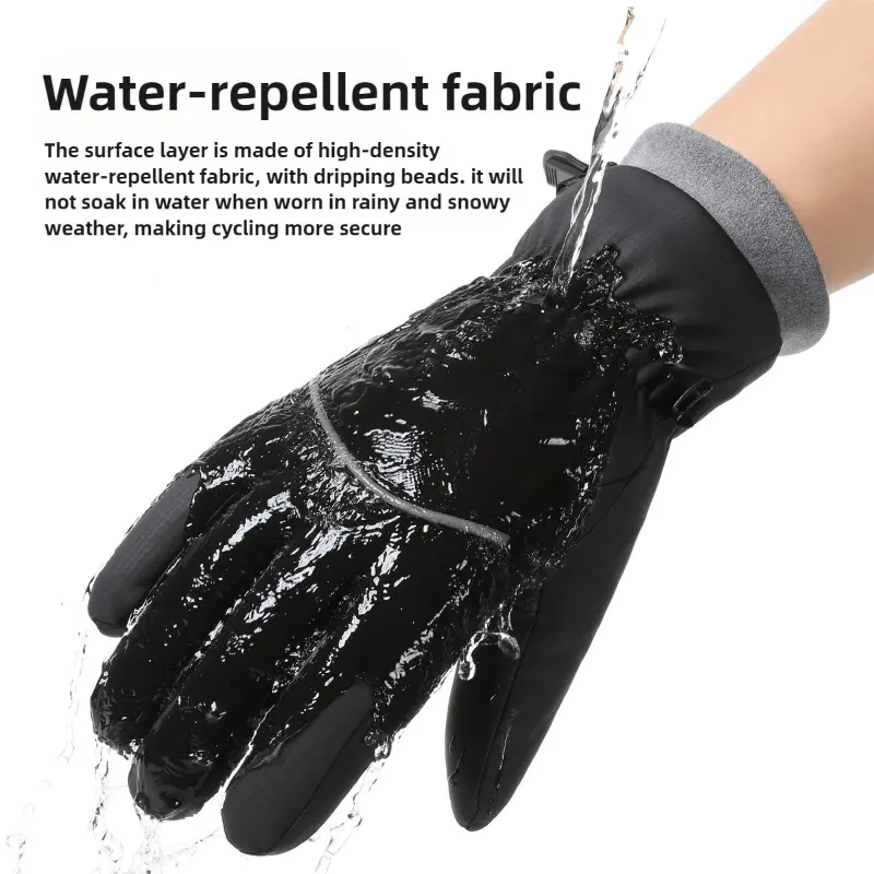Men Winter Waterproof Cycling Gloves Outdoor Sports Running Motorcycle Ski Touch Screen Fleece Gloves Non-slip Warm Full Fingers