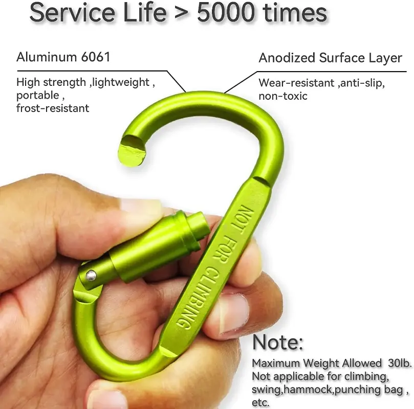 4PCS Carabiner Set for Key Camping Survival EDC Outdoor Keychain Clip  Alloy Aluminum Tactical Caribiner Hook Karabiners
