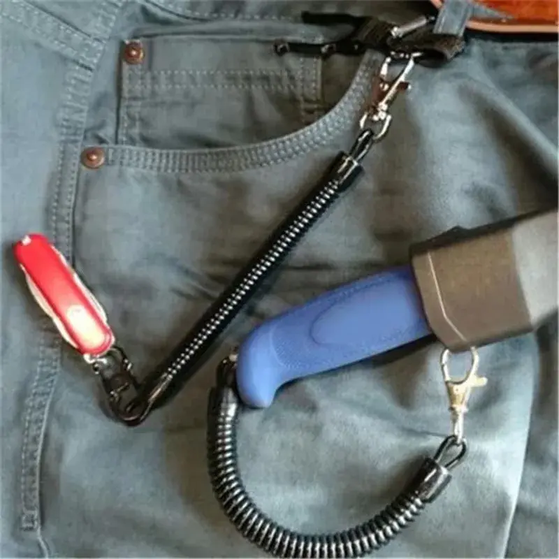 Elastic Lanyard Rope Tactical Anti-lost Spring Safety Strap Gun Rope For Key Ring Chain Flashlight Hunting Accessories