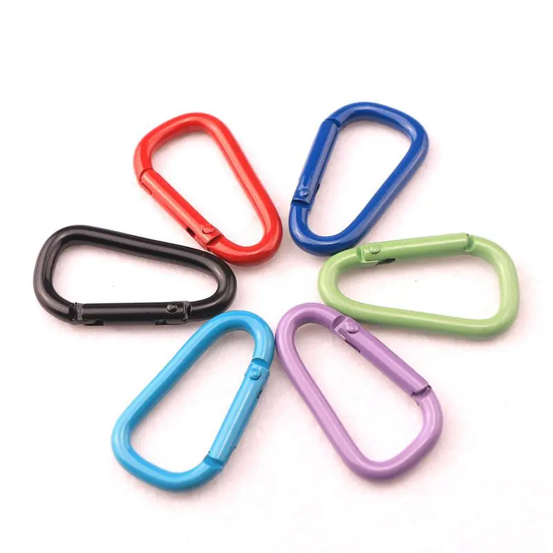 10pcs Black Aluminum Carabiner D-Ring Key Chain Clip Camping Keyring Snap Hook Outdoor Travel Kit Camping Equipment