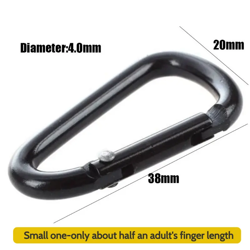 10pcs Black Aluminum Carabiner D-Ring Key Chain Clip Camping Keyring Snap Hook Outdoor Travel Kit Camping Equipment