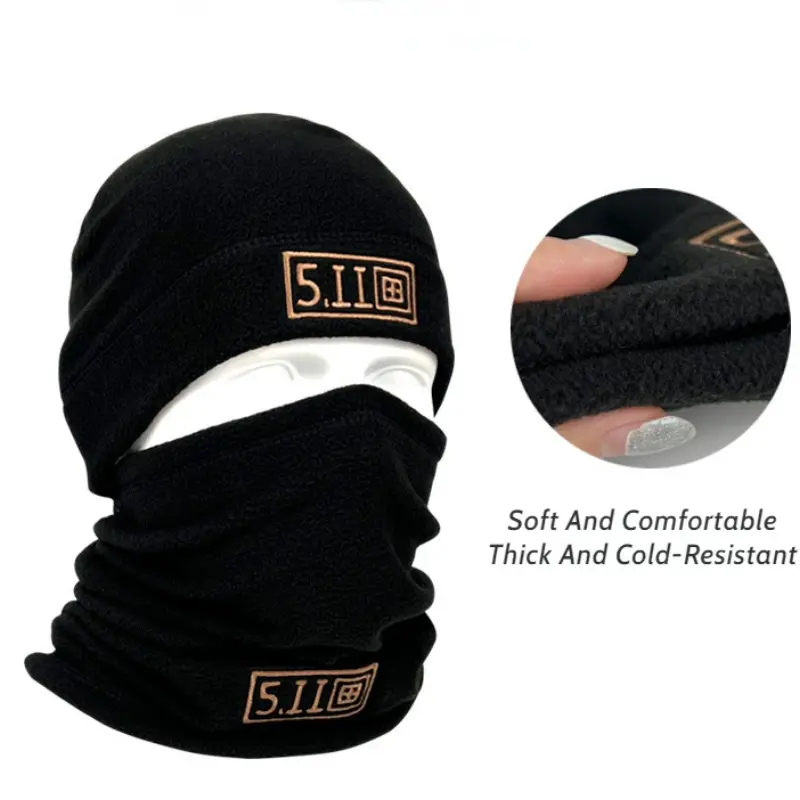 Tactical Fleece Hat&Scarf Set Thermal Head Cover Winter Warm Balaclava Face Mask Sports Cycling Bonnet Neck Protector