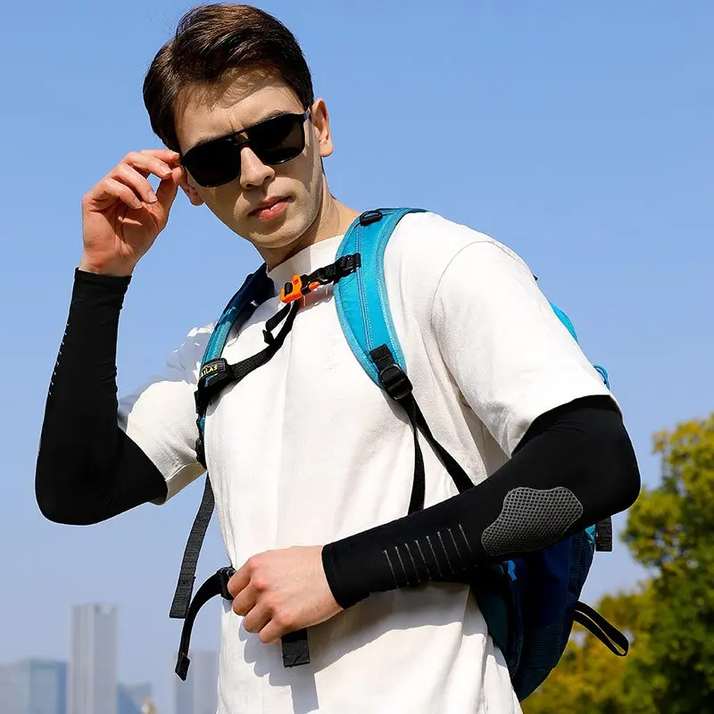 2PCS Ice Silk Sunscreen Sleeves Sun UV Protection Arm Sleeve Quick-drying Sweat-absorbent Breathable Arm Gloves Hand Protector