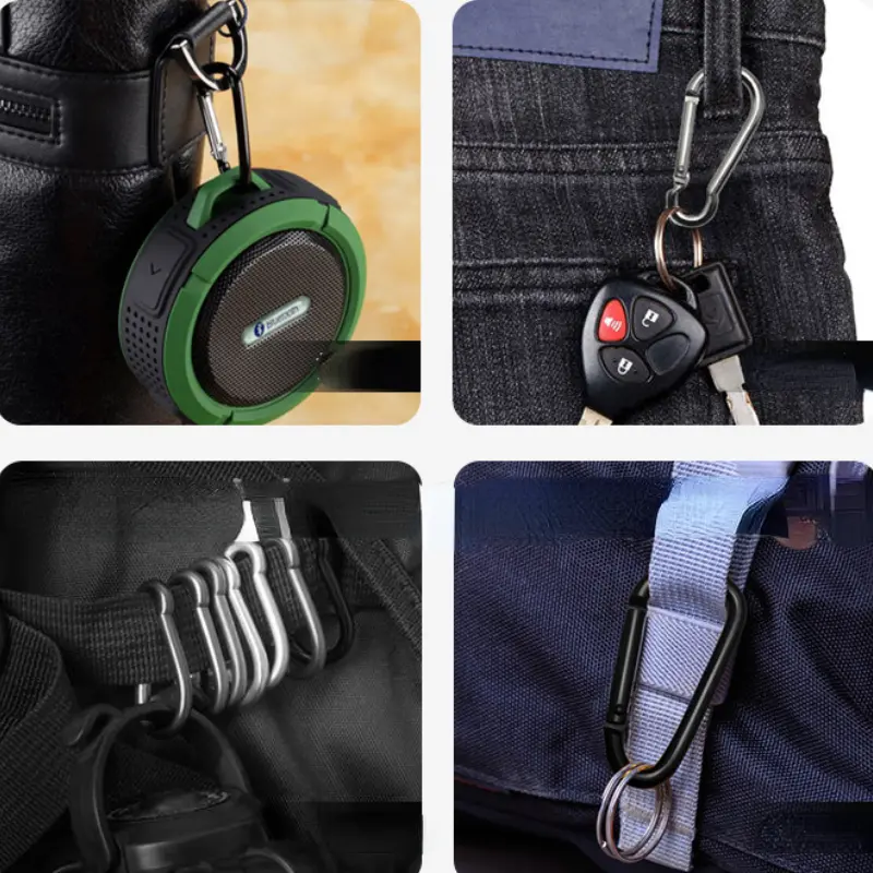 10pcs Black Aluminum Carabiner D-Ring Key Chain Clip Camping Keyring Snap Hook Outdoor Travel Kit Camping Equipment