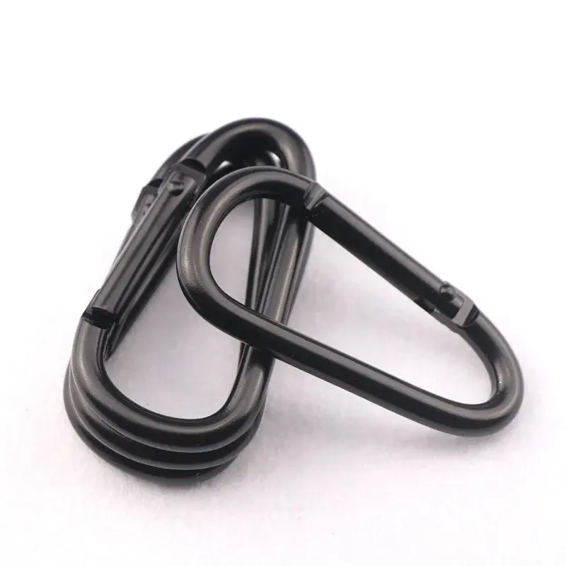10pcs Black Aluminum Carabiner D-Ring Key Chain Clip Camping Keyring Snap Hook Outdoor Travel Kit Camping Equipment