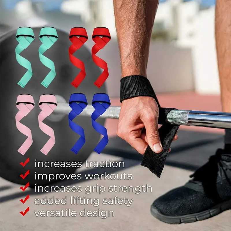 1Pair Non-slip Strap Gym Dumbbell Workout Weights Lifting Straps Crossfit Fitness Equipment Wrist Wrap Lift Exercise Training