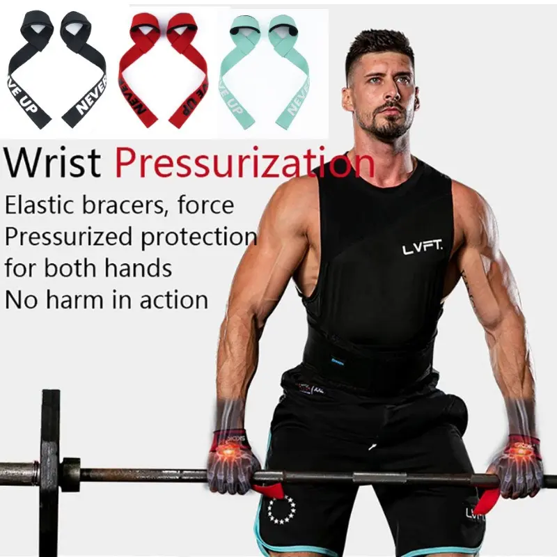 1Pair Non-slip Strap Gym Dumbbell Workout Weights Lifting Straps Crossfit Fitness Equipment Wrist Wrap Lift Exercise Training