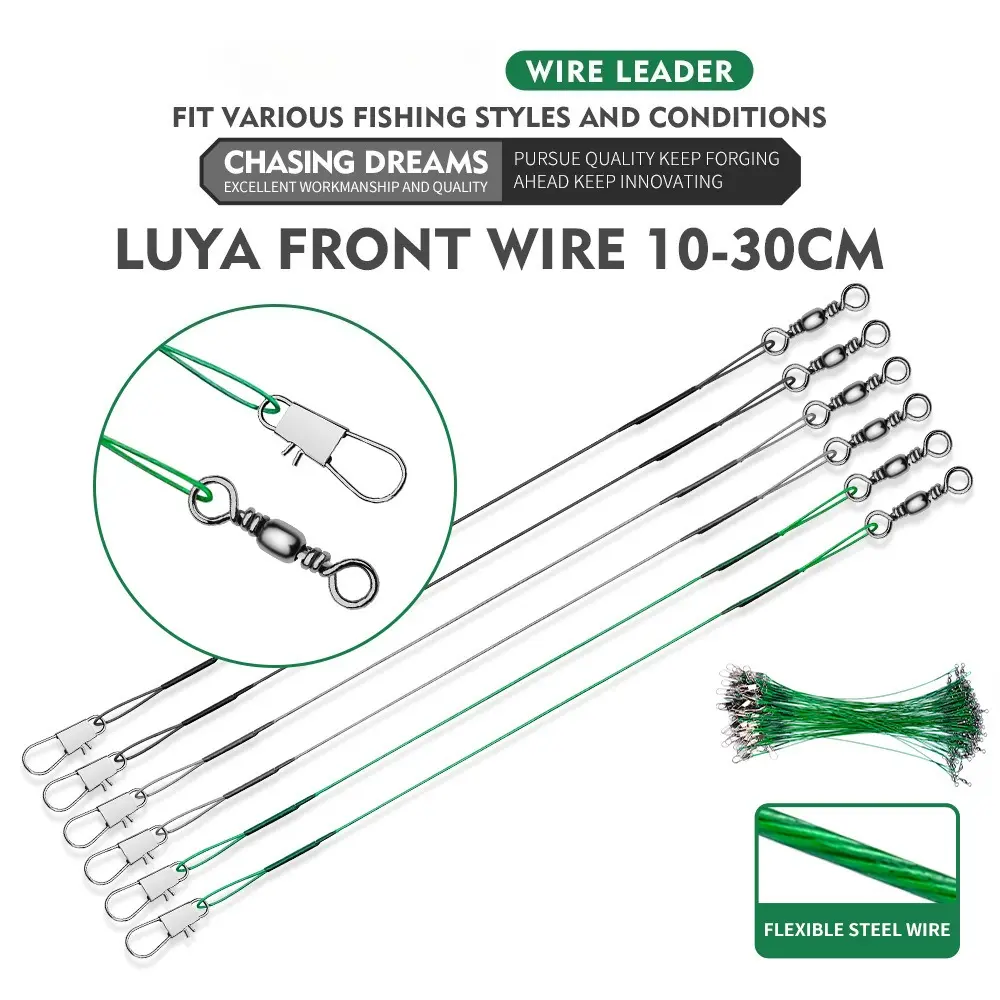 New 10PCS Anti Bite Steel Fishing Line 15-30cm Steel Wire Leader with Swivel Fishing Accessory Lead Core Leash Fishing Wire