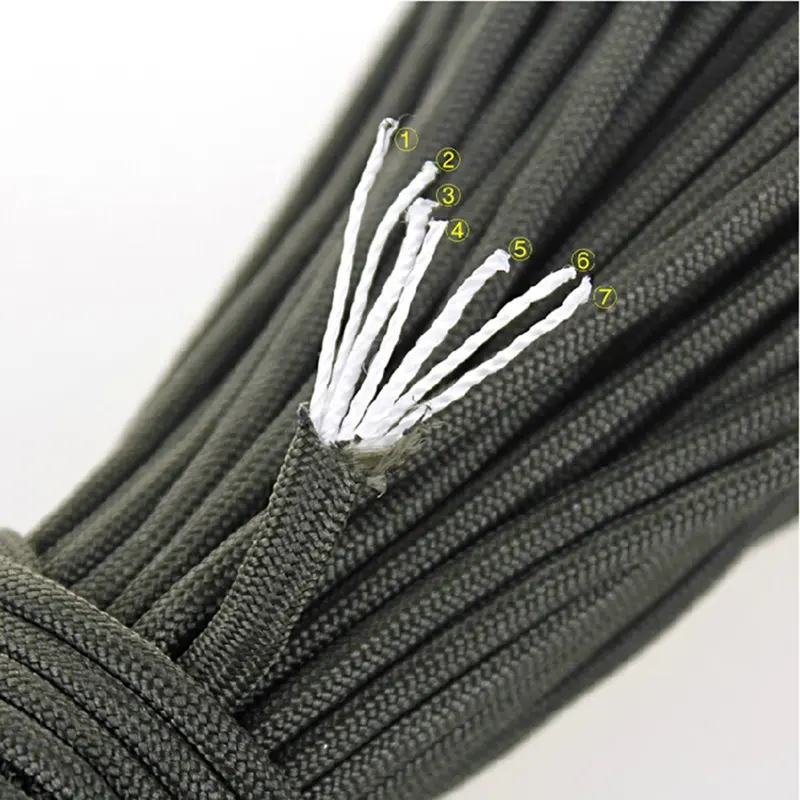 7-Core 650lb Paracord 5/15M Dia 4mm Military Tactical Survival Parachute Rope for DIY Making Lanyard Bracelet Dog Collar Tent