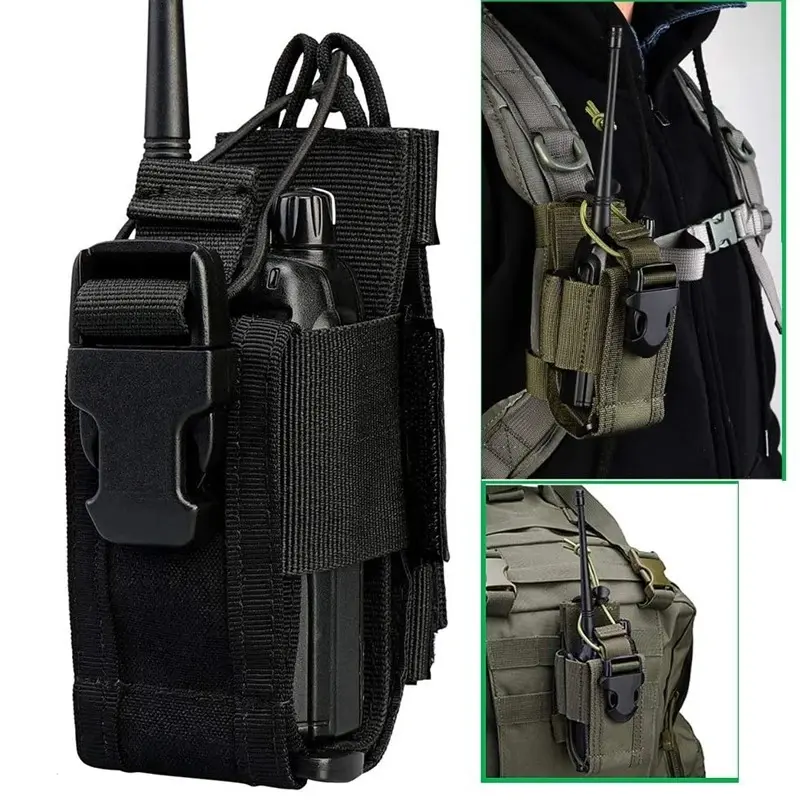 Tactical Walkie Talkie Holder Bag Molle Radio Pouch Nylon Waist Pack Pocket Pendant Pouch Hunting Accessories Outdoor Gear
