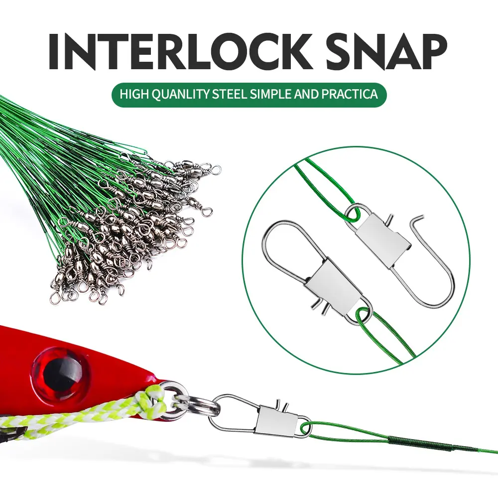 New 10PCS Anti Bite Steel Fishing Line 15-30cm Steel Wire Leader with Swivel Fishing Accessory Lead Core Leash Fishing Wire