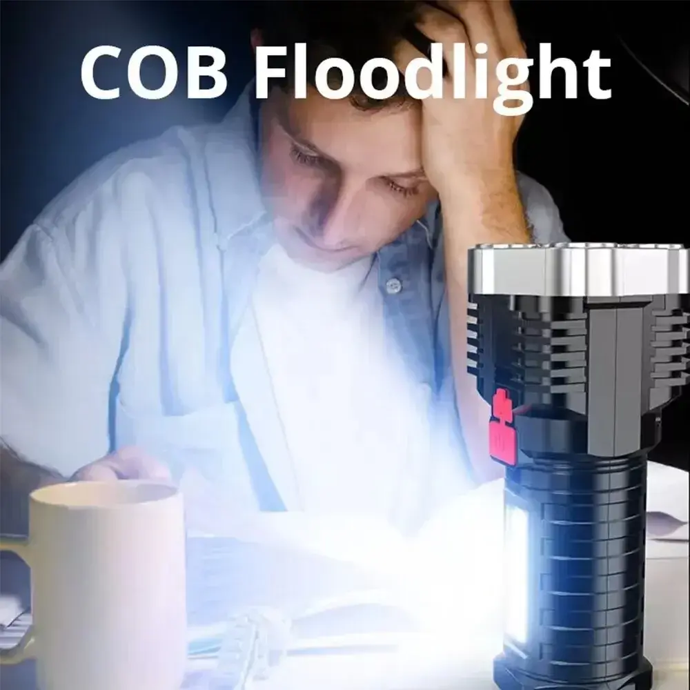 Flashlight High Lumens Rechargeable,Powerful Tactical Flashlights,COB Light,IPX6 Waterproof Flash Light for Camping,Emergencies