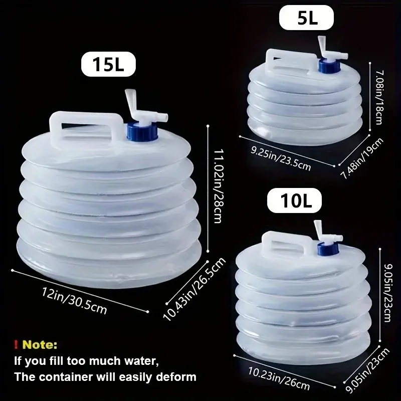 Portable 5/10L/15L Outdoor Foldable Collapsible Drinking Car Water Bag Carrier Container Outdoor Camping Hiking Picnic Emergency