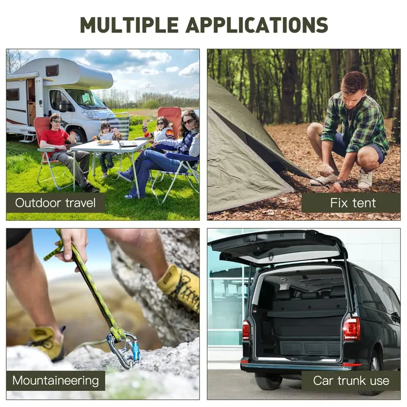Heavy Duty Bungee Cord Elastic Tie Strap String Carabiner Hooks Kayak Luggage Packing Ropes Camping Accessories 60/90/120cm