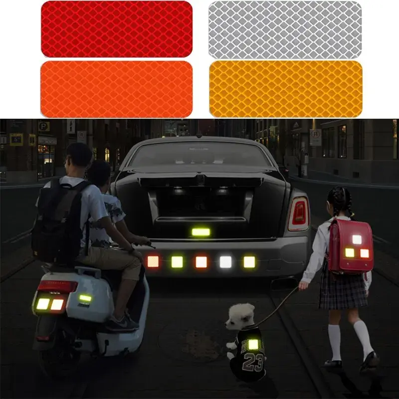10Pcs Car Reflective Tape Safety Warning Colorful Car Bumper Reflective Stickers Secure Motorcycle Electric Vehicle Warning