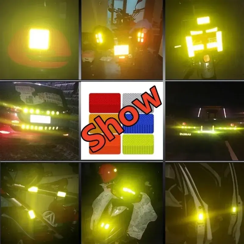 10Pcs Car Reflective Tape Safety Warning Colorful Car Bumper Reflective Stickers Secure Motorcycle Electric Vehicle Warning