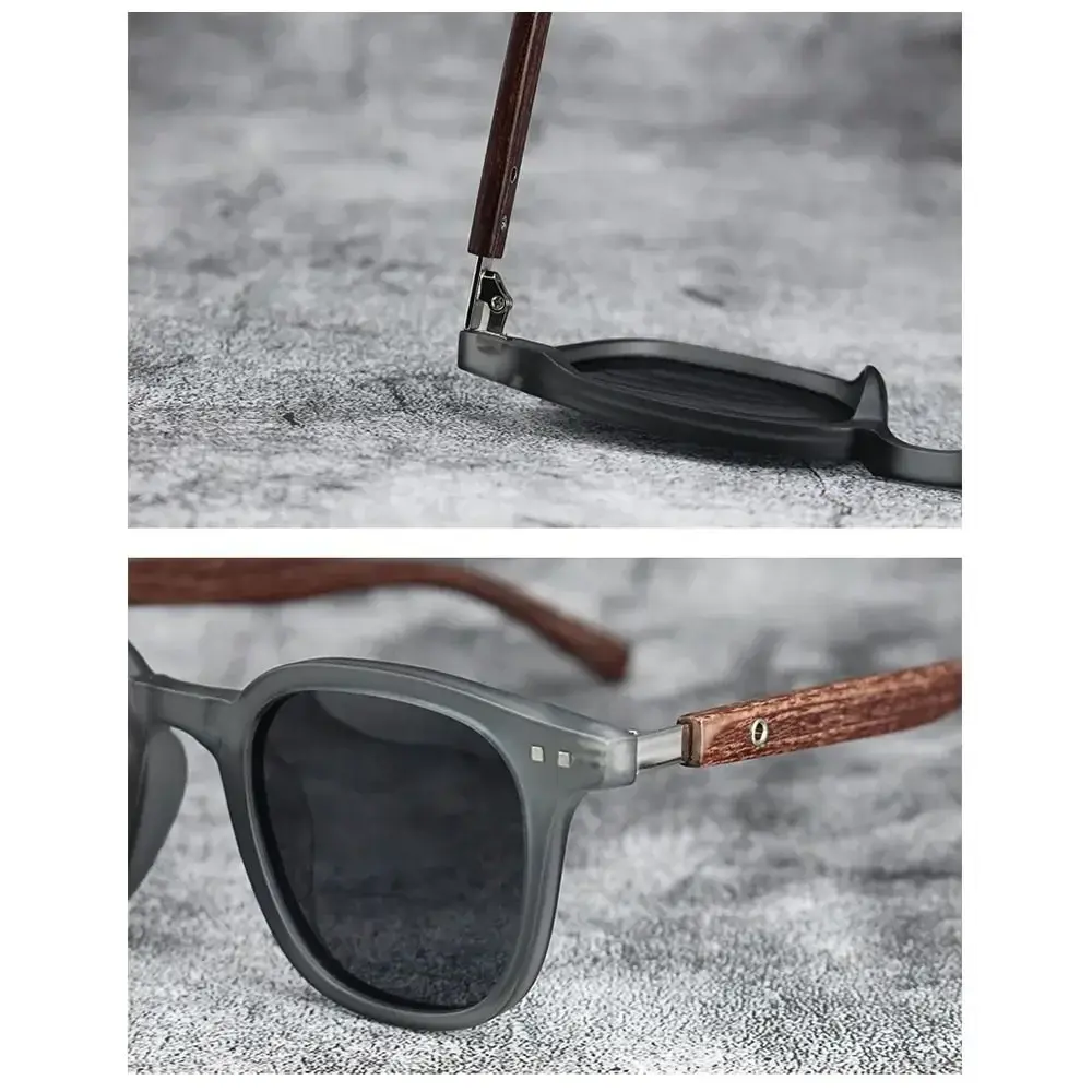 Trendy Retro Wood Grain Sunglasses - Polarized UV Protection for Men & Women, Perfect for Cycling & Outdoor Street Photography