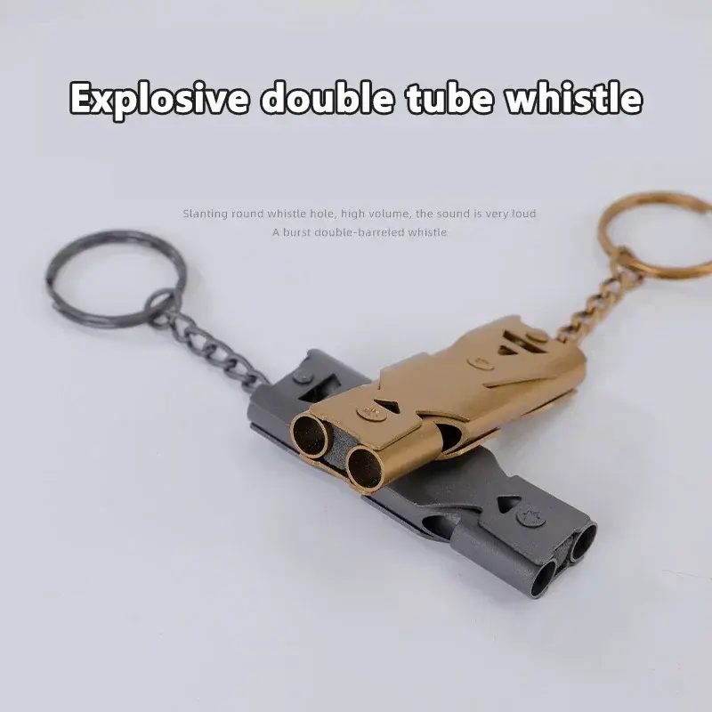 1PC Double Pipe Whistle Pendant Keychain High Decibel Portable Outdoor Survival Emergency Camping Tool Multifunction Whistle