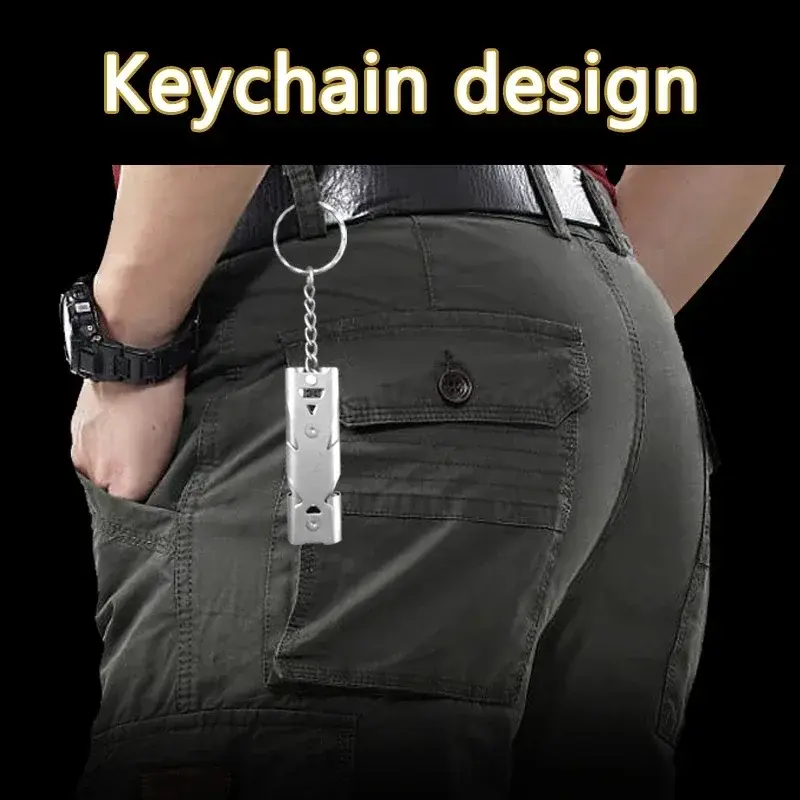1PC Double Pipe Whistle Pendant Keychain High Decibel Portable Outdoor Survival Emergency Camping Tool Multifunction Whistle