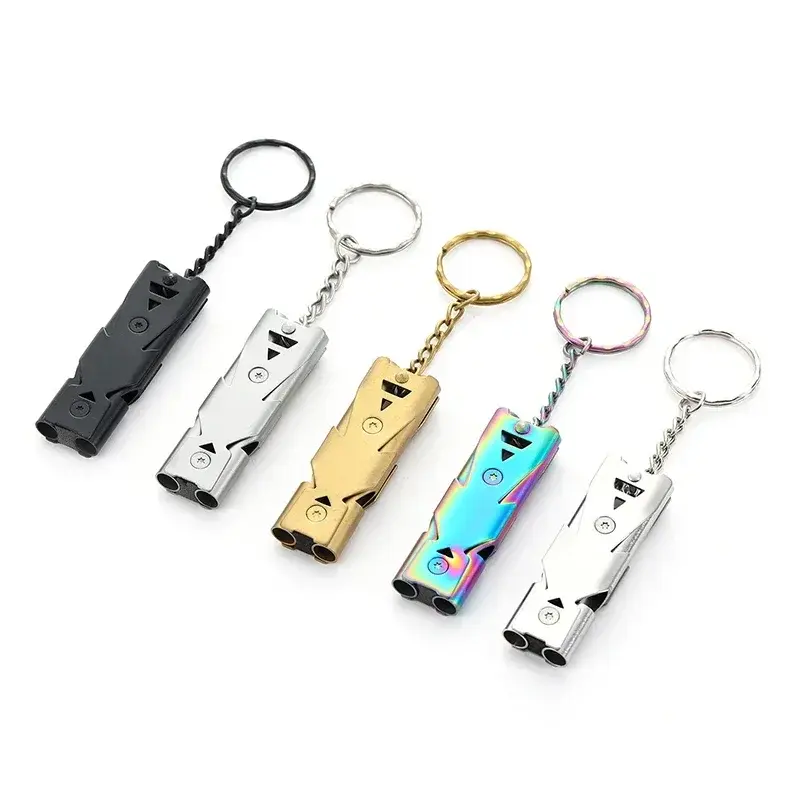 1PC Double Pipe Whistle Pendant Keychain High Decibel Portable Outdoor Survival Emergency Camping Tool Multifunction Whistle