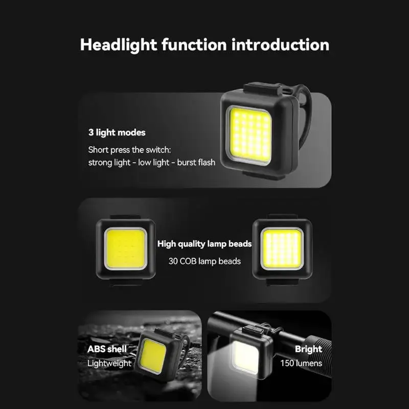 1PC Mini Mountain Bike Light Multifunctional Strong Lights Bicycle Front Light Outdoor Backpack Buckle Light Bicycle Flashlight