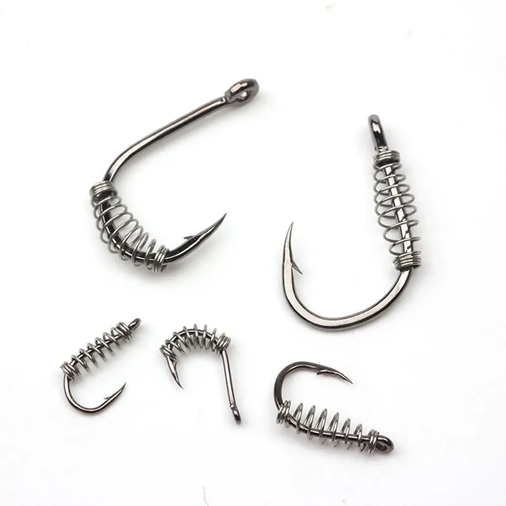 100Pcs Fish Hook Spring Bait Feeder Lure Trap Accessories Fishbait Feeder Tackle Carp Explosion Jig Hooks Fishing Tools S/M/L